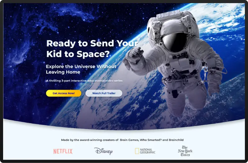 Preview of the PPC landing page for kids' podcast project