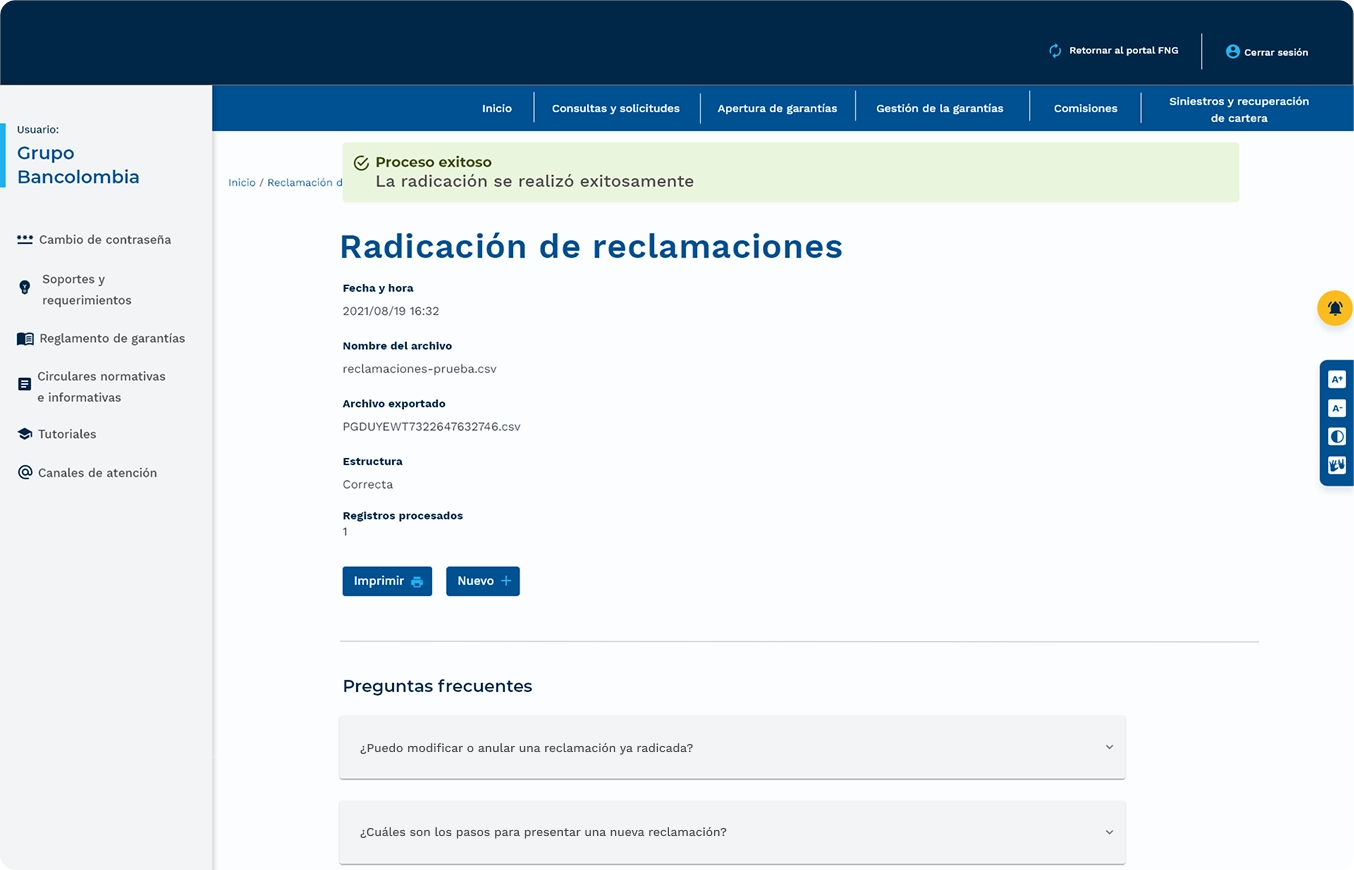 View of FNG's new transactional portal