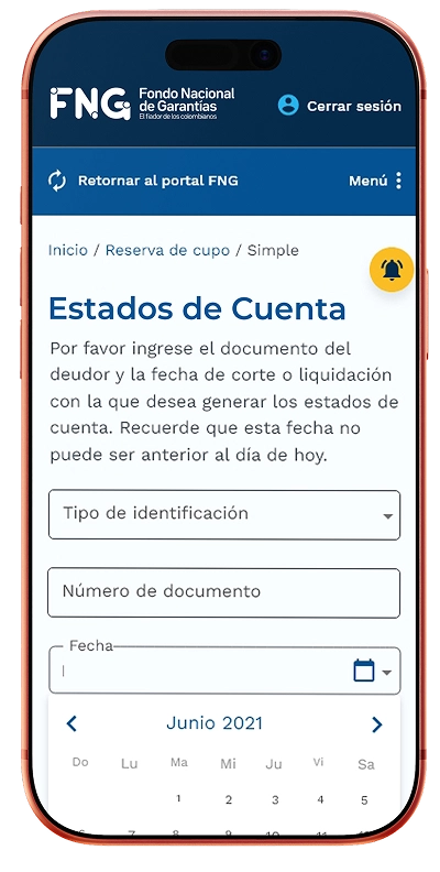 Mobile view 1 of the FNG portal