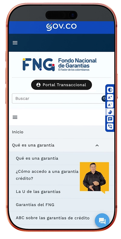 Mobile view 2 of the FNG portal