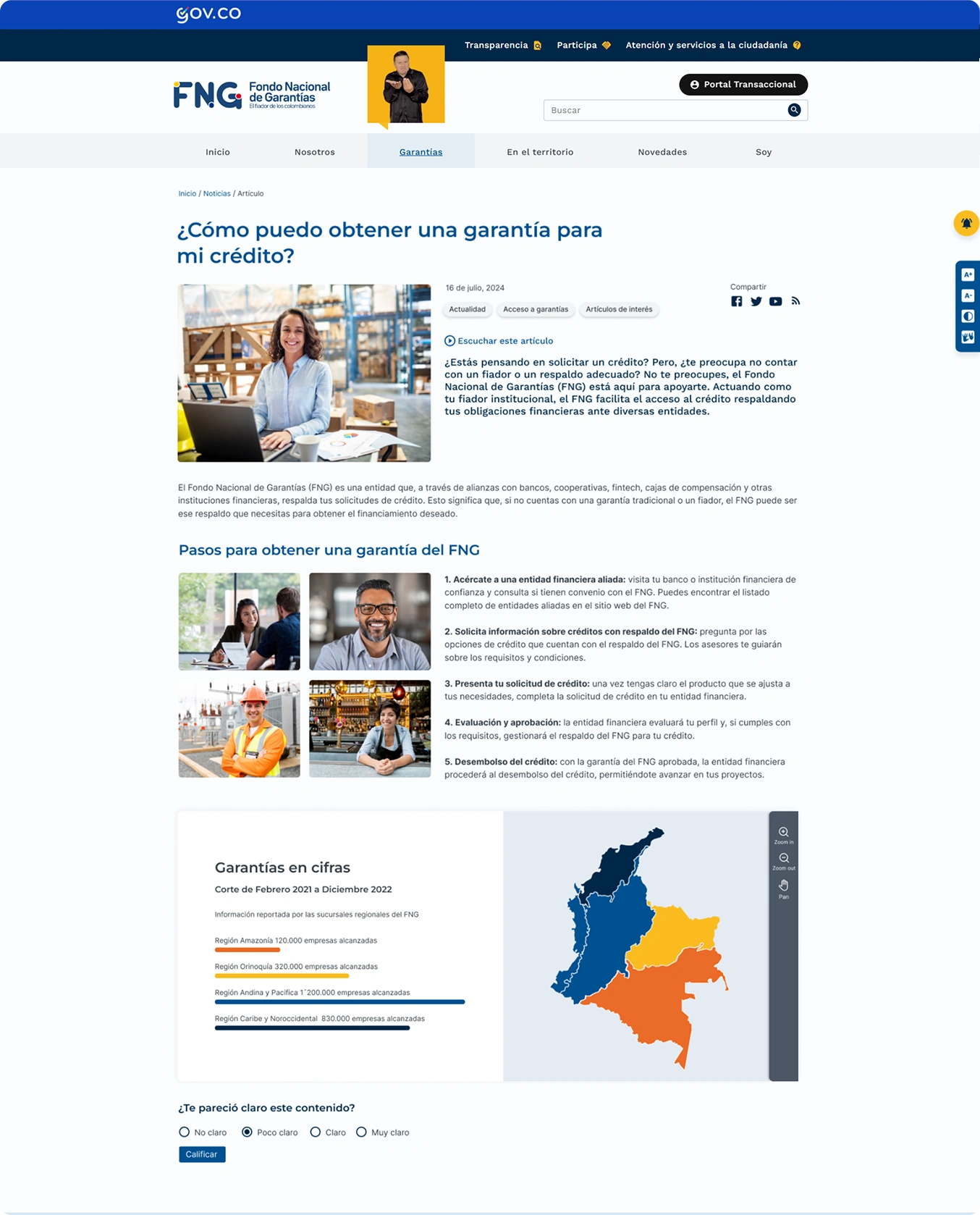 FNG's new institutional web page, view 1