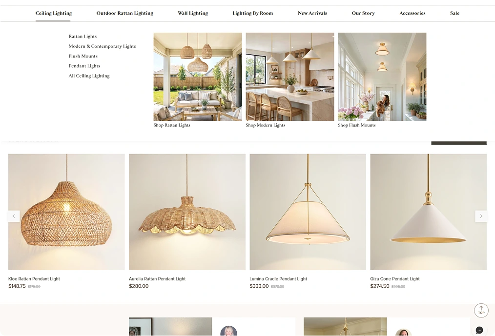 Preview of the Rowabi handcrafted lighting e-commerce project
